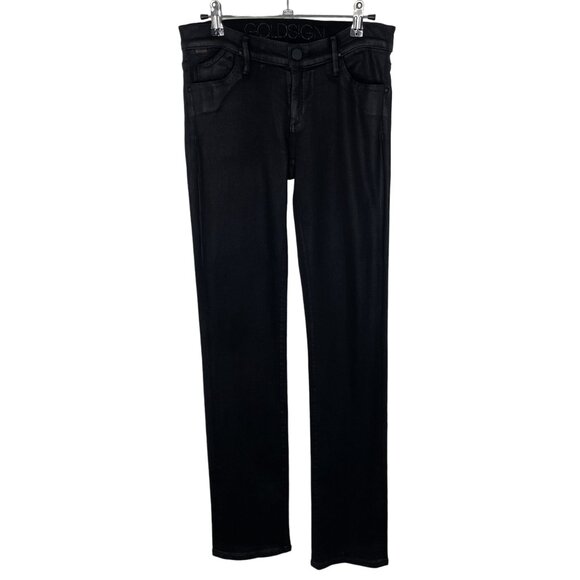 Goldsign Black Misfit Coated Denim Stretch Straight Leg Jeans, 0 - Picture 2 of 10